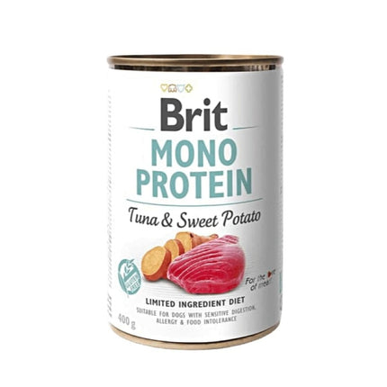 Brit monoprotein vådfoder tun og sød kartoffel | 400g.