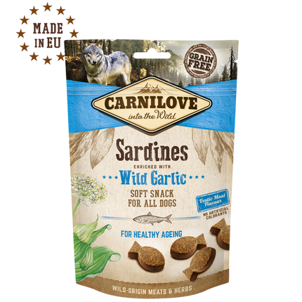 Carnilove Soft Snacks | Sardiner & vild hvidløg | 200g.