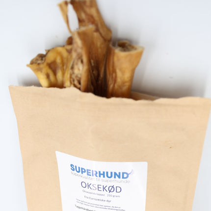 Superhund Oksepandelapper 250g.