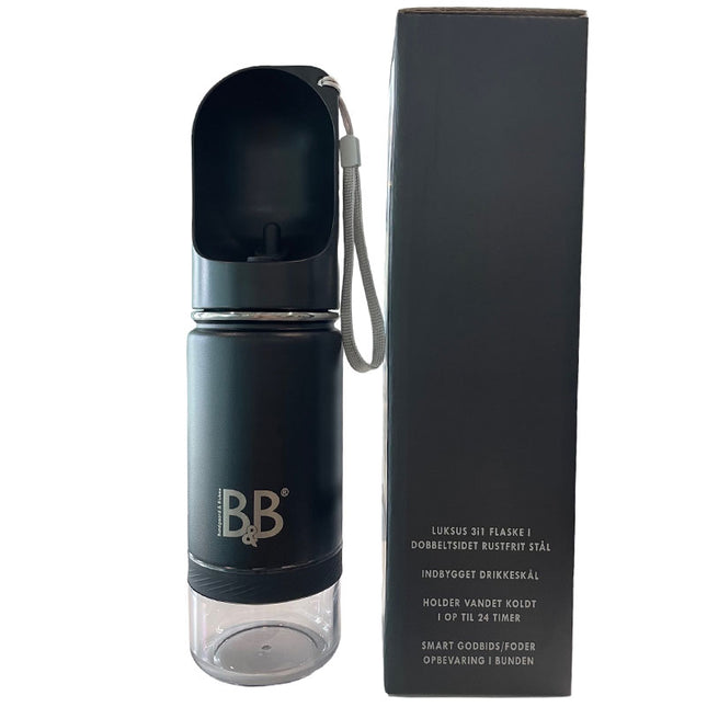 B&B | 3-i-1 Flaske| 350ml. | m. Indbygget Skål og Godbids Opbevaring.