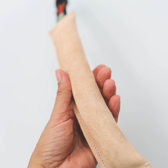 Bidepølle i læder med håndtag