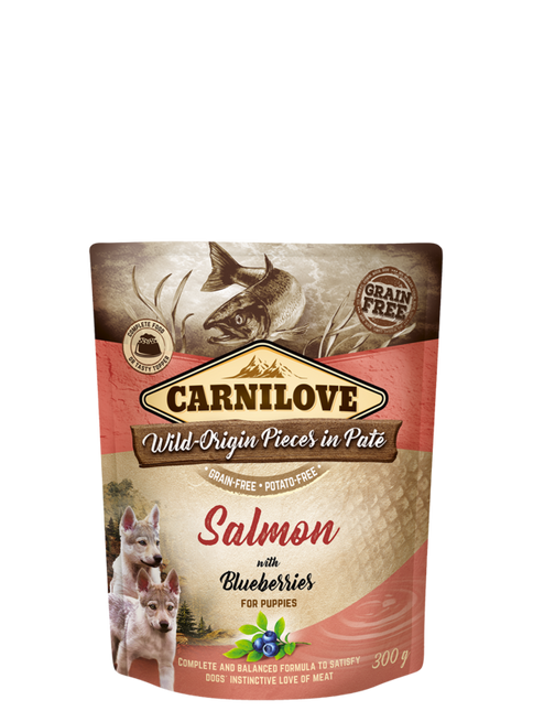 Carnilove Pouch Paté t. hvalpe | laks & blåbær | 300g.
